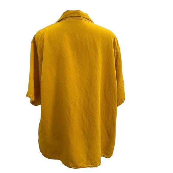 Uniqlo Linen Blend Boxy Button Front Shirt Lightweight Golden Yellow size XL - Picture 3 of 5